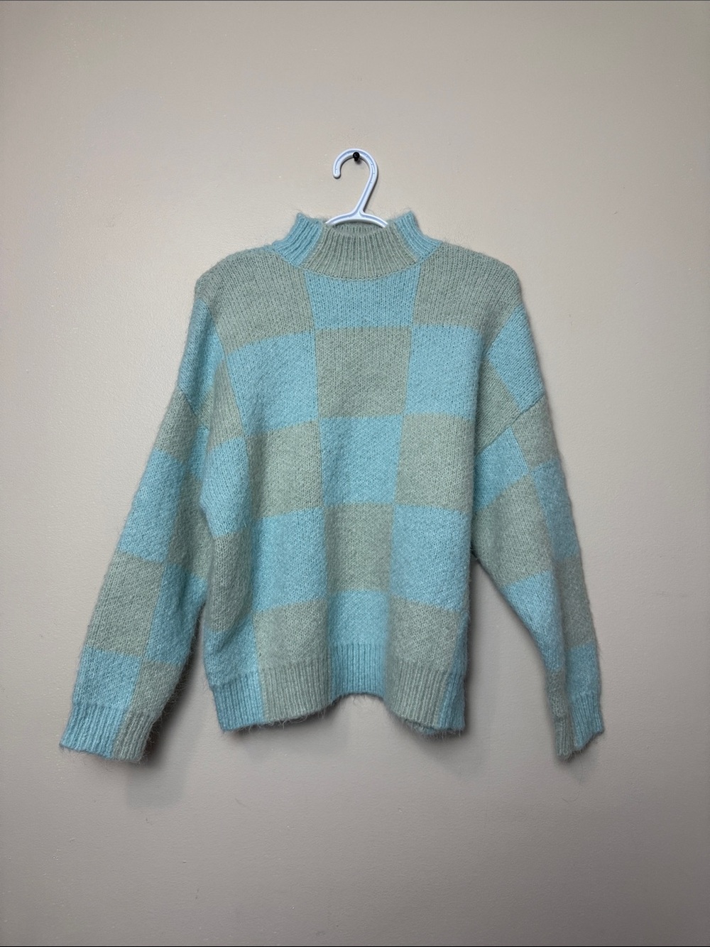 Industry Wool blend Checkered Mock Neck Sweater size S